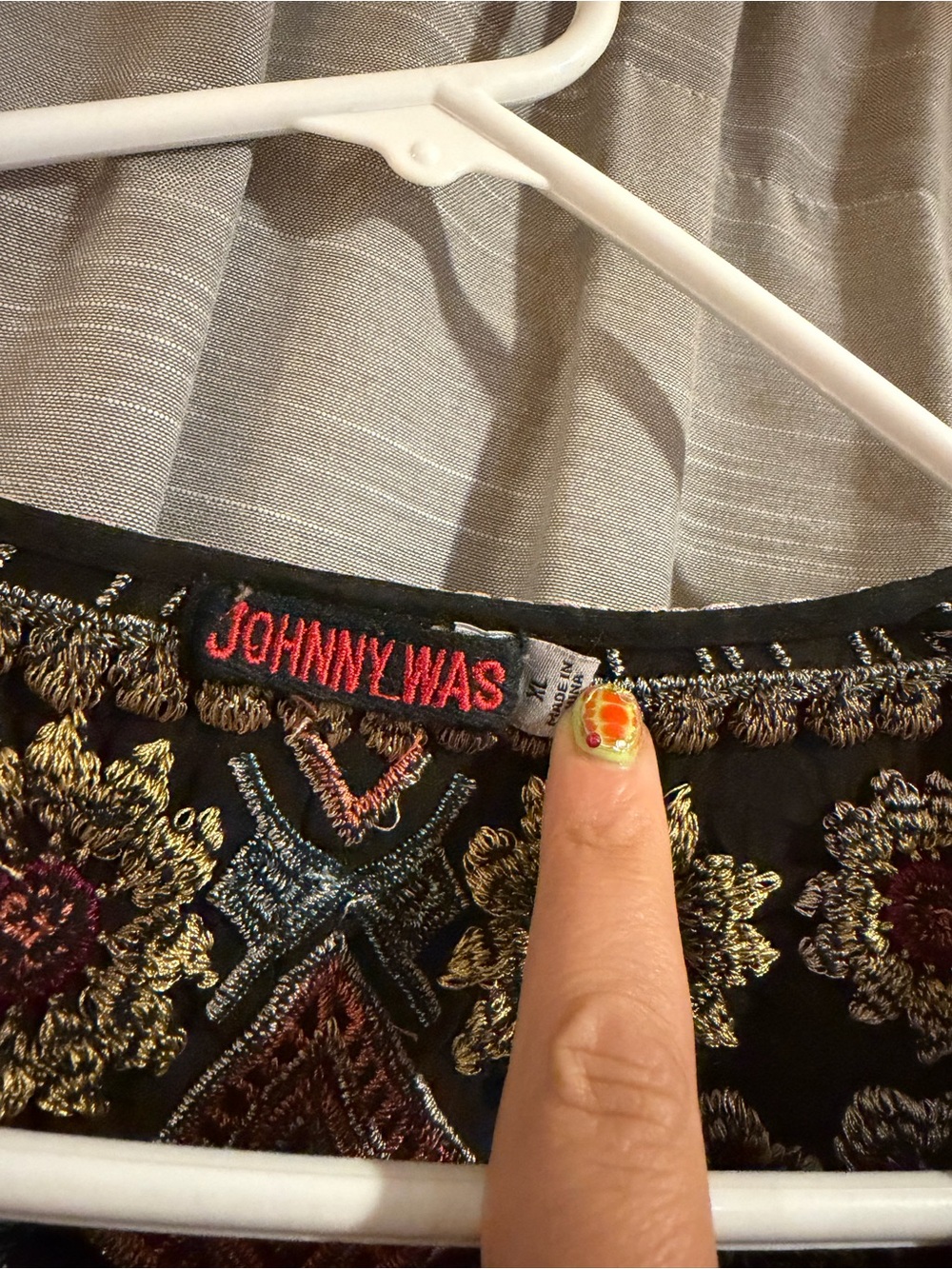 Johnny Was Black Embroidered Floral Boho Tunic - Picture 3 of 7